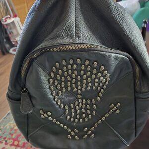Skull leather backpack